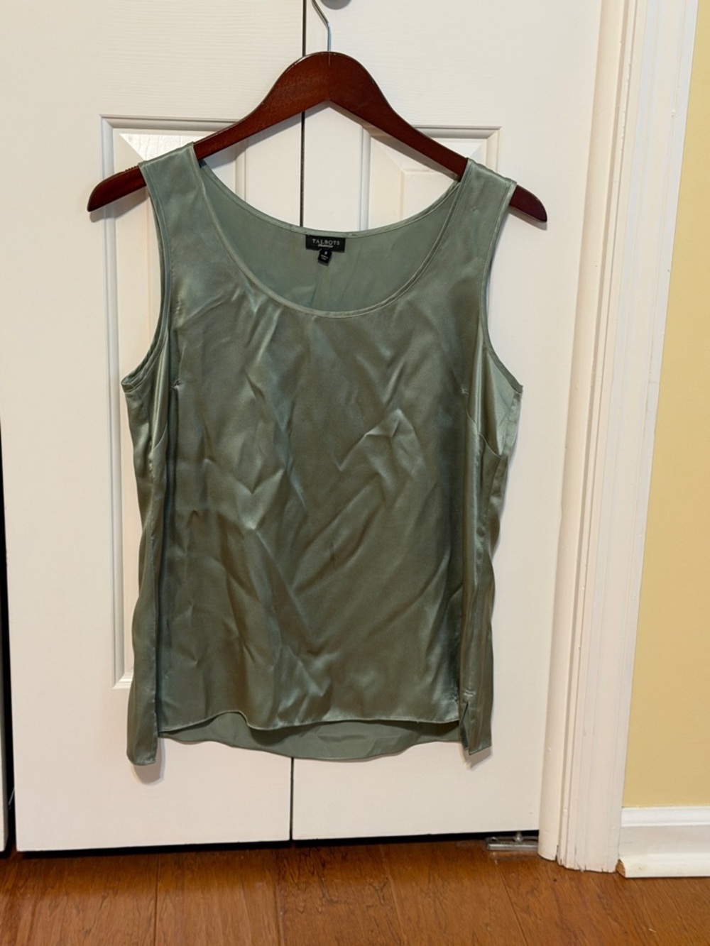 Talbots Satin Scoop Neck Tank in Sage Green